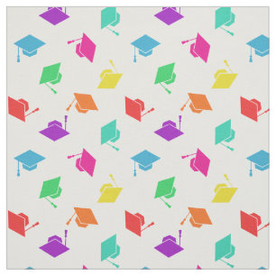 Colourful Graduation Cap Pattern Fabric
