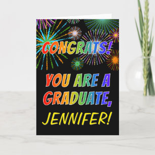 Colourful Graduation Congratulations + Custom Name Card