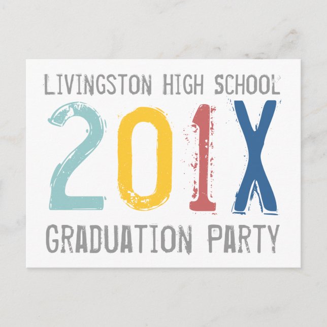 Colourful Graduation Party Invitation Postcard (Front)