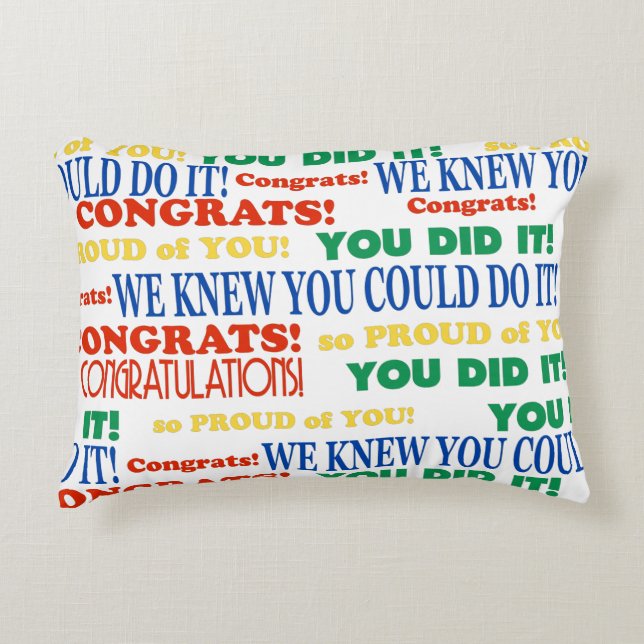 Colourful Graduation Word Art Accent Pillow (Front)