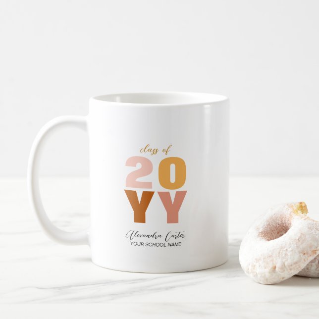 Colourful Graduation Year Personalized Name Gift  Coffee Mug (With Donut)