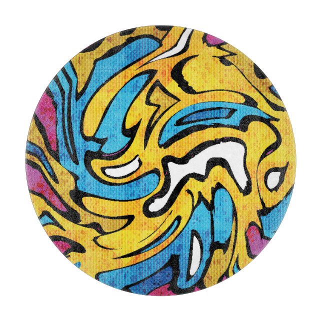 Colourful Graffiti Abstract Black Background Cutting Board (Front)