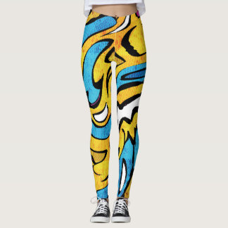 Colourful Graffiti Abstract Black Background Leggings