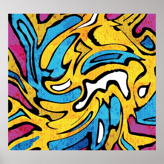 Colourful Graffiti Abstract Black Background Poster (Front)
