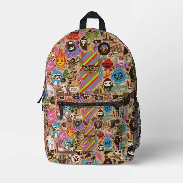 Colourful Graffiti Art, Printed Backpack (Front)
