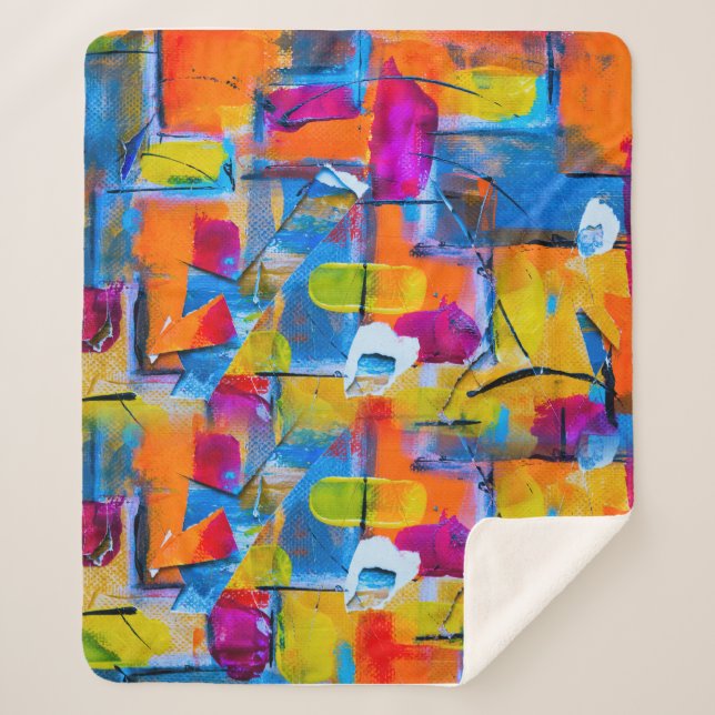 Colourful Graffiti Art, Sherpa Blanket (Front)