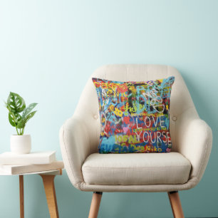Colourful Graffiti Art Throw Pillow