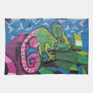 Colourful Graffiti Chameleon Kitchen Towel