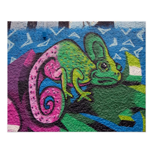 Colourful Graffiti Chameleon Poster (Front)