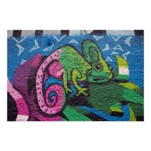 Colourful Graffiti Chameleon Poster