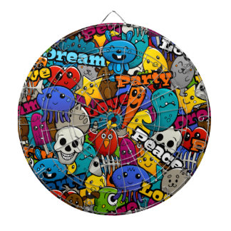 Colourful Graffiti Characters Pattern Dartboard