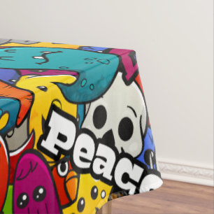 Colourful Graffiti Characters Pattern Tablecloth