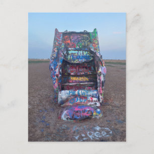 Colourful Graffiti-Covered Wrecked Car Postcard