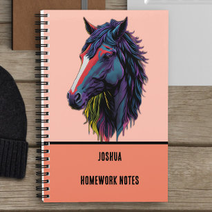 Colourful Graffiti Horse for Equestrian Enthusiast Notebook