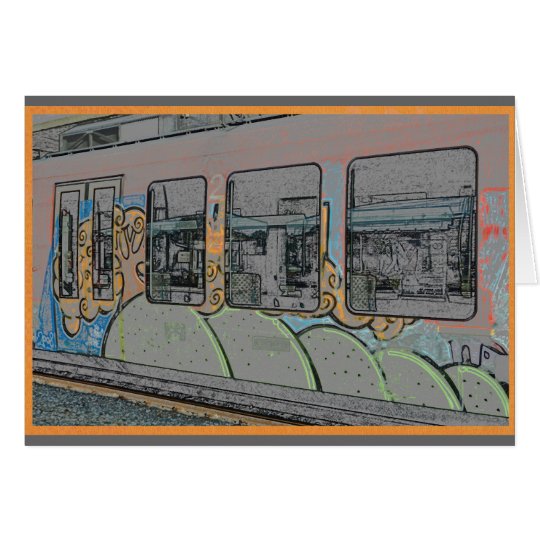 Colourful graffiti on train in Ljubljana, Slovenia Card