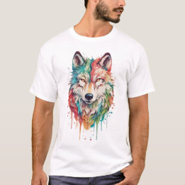 Colourful Graffiti Painted Wolf Portrait T-Shirt