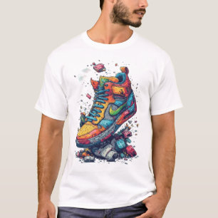 Colourful Graffiti Sneaker Art Graphic - Urban Str T-Shirt