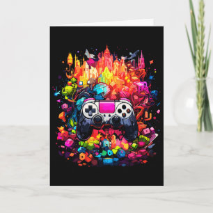 Colourful Graffiti Tie Dye Splash Video Game Contr Card