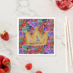 Colourful graffiti with crown napkin