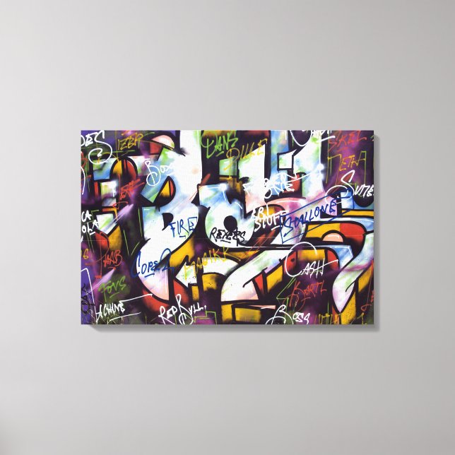 Colourful Graffiti Words Canvas Print (Front)