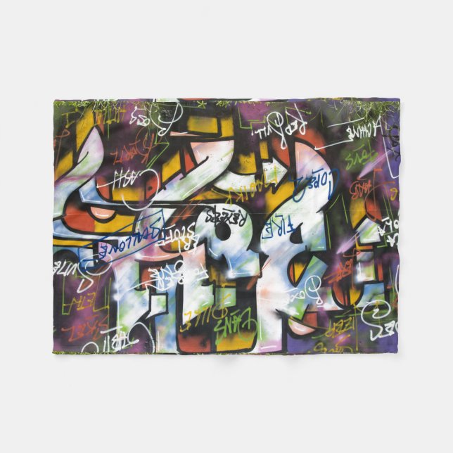 Colourful Graffiti Words Fleece Blanket (Front (Horizontal))