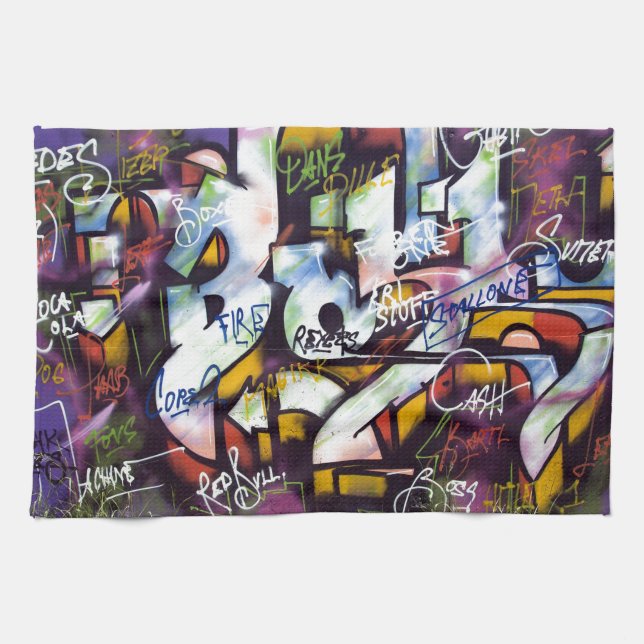 Colourful Graffiti Words Kitchen Towel (Horizontal)