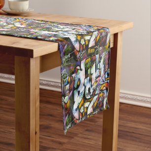 Colourful Graffiti Words Short Table Runner