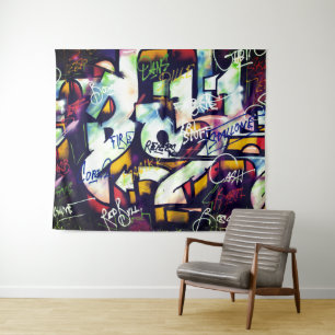 Colourful Graffiti Words Tapestry