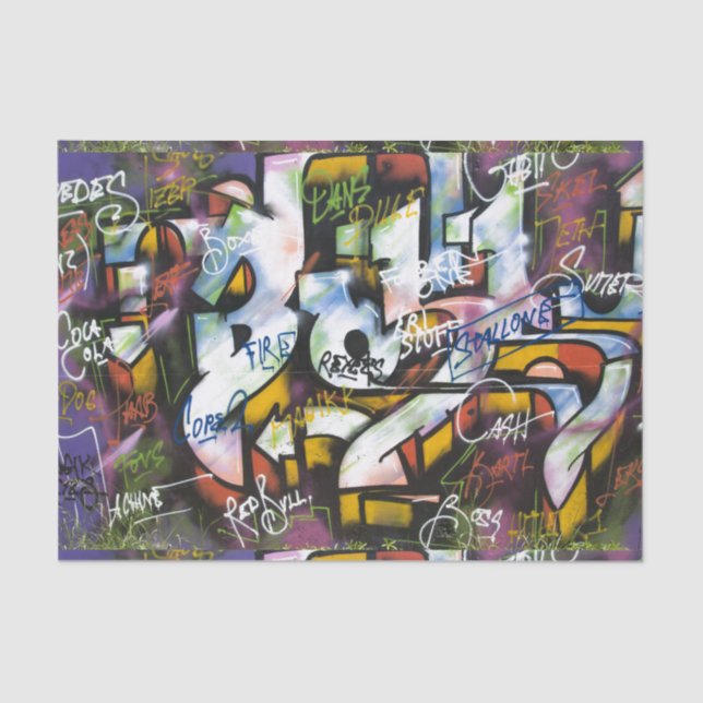 Colourful Graffiti Words Tissue Paper (Front)