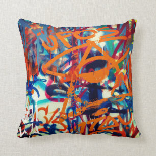 Colourful Grafitti Art Throw Pillow