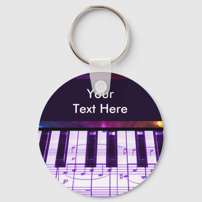 Colourful Grand Piano Keyboard and Music Notes Keychain (Front)