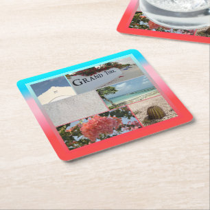 Colourful Grand Turk Photo Collage Square Paper Coaster