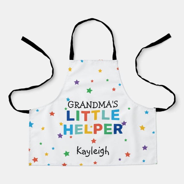 Colourful 'Grandma's' Little Helper | Kids Name Apron (Front)