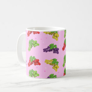 Colourful Grape Pattern on Pink Background Coffee Mug
