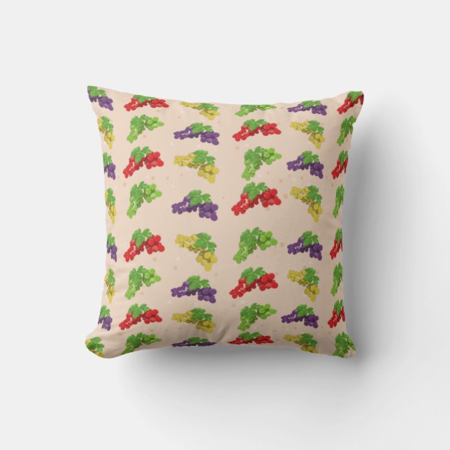 Colourful Grape Pattern Throw Pillow (Front)