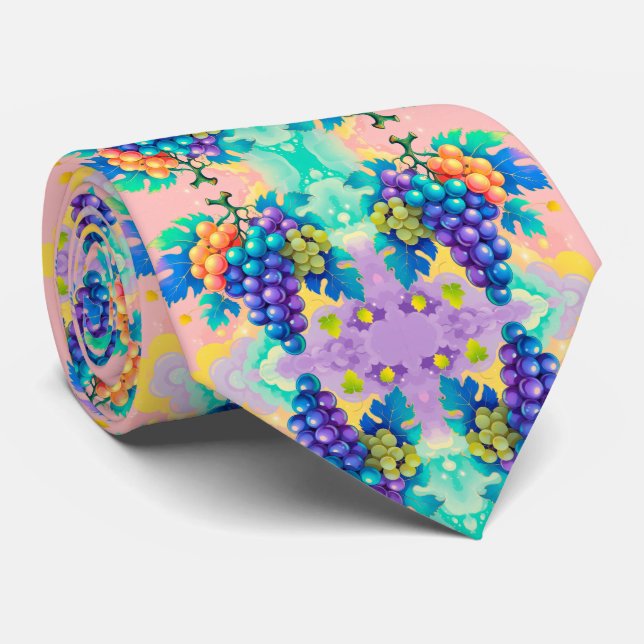 Colourful grapes for Fathers Day Tie (Rolled)