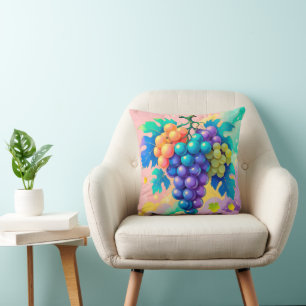 Colourful grapes throw pillow