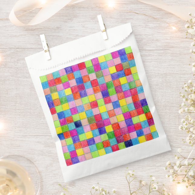 Colourful Graph Paper Squares Geometric Pattern Favour Bag (Clipped)