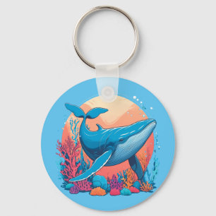 Colourful Graphic Design Of A Whale Keychain