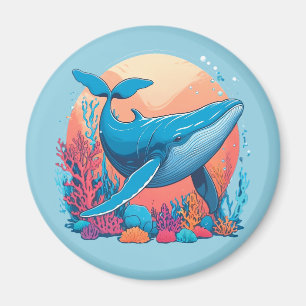 Colourful Graphic Design Of A Whale Magnet