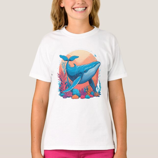 Colourful Graphic Design Of A Whale T-Shirt (Front)