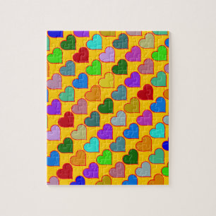 colourful graphic hearts girly pattern jigsaw puzzle