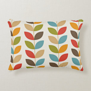 Colourful graphic leaves pattern accent pillow