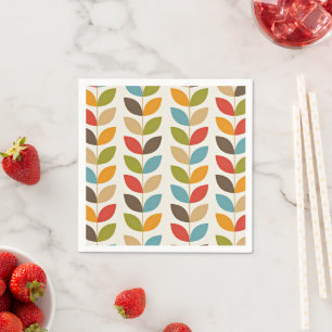 Colourful graphic leaves pattern napkin