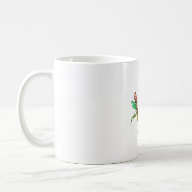 Colourful Graphic Pattern Dragonfly Funny Flying Coffee Mug (Left)