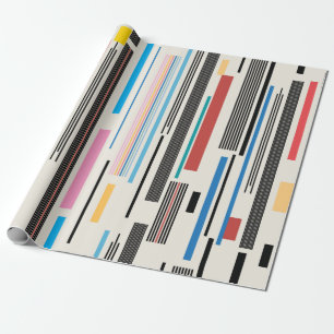 colourful graphic pattern of various stripes  wrapping paper