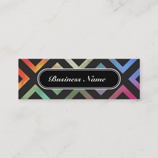 Colourful Graphic Square Pattern Mini Business Card (Front)