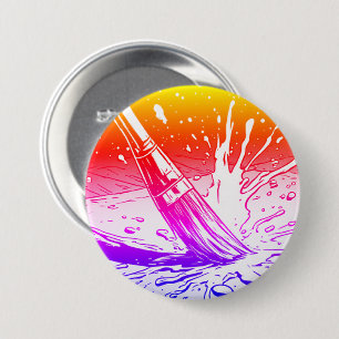 Colourful Graphic Style Brush Paint Splotch 3 Inch Round Button
