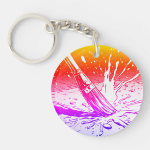 Colourful Graphic Style Brush Paint Splotch Keychain