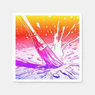 Colourful Graphic Style Brush Paint Splotch Napkin